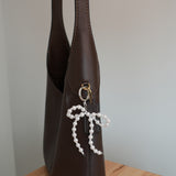 Pearl Bow Keychain Bag Charm – Gold Plated