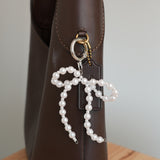 Pearl Bow Keychain Bag Charm – Gold Plated
