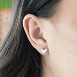 Mother of Pearl Heart Stud Earrings – Gold Plated