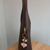 Swirl Heart Pearl Floral Bow Bag Charm Keychain
