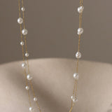 Pearl Chain Necklace 18K Gold Dipped Stainless Steel