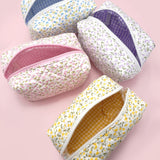 Ditsy Quilted Pink Floral Cosmetic Pouch Bag