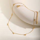 18k Stainless Steel Golden Bow Charm Necklace