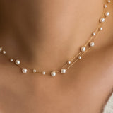 Pearl Chain Necklace 18K Gold Dipped Stainless Steel